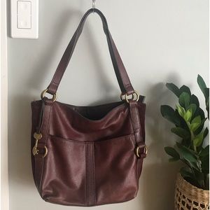 Leather/Suede burgundy Fossil Bag